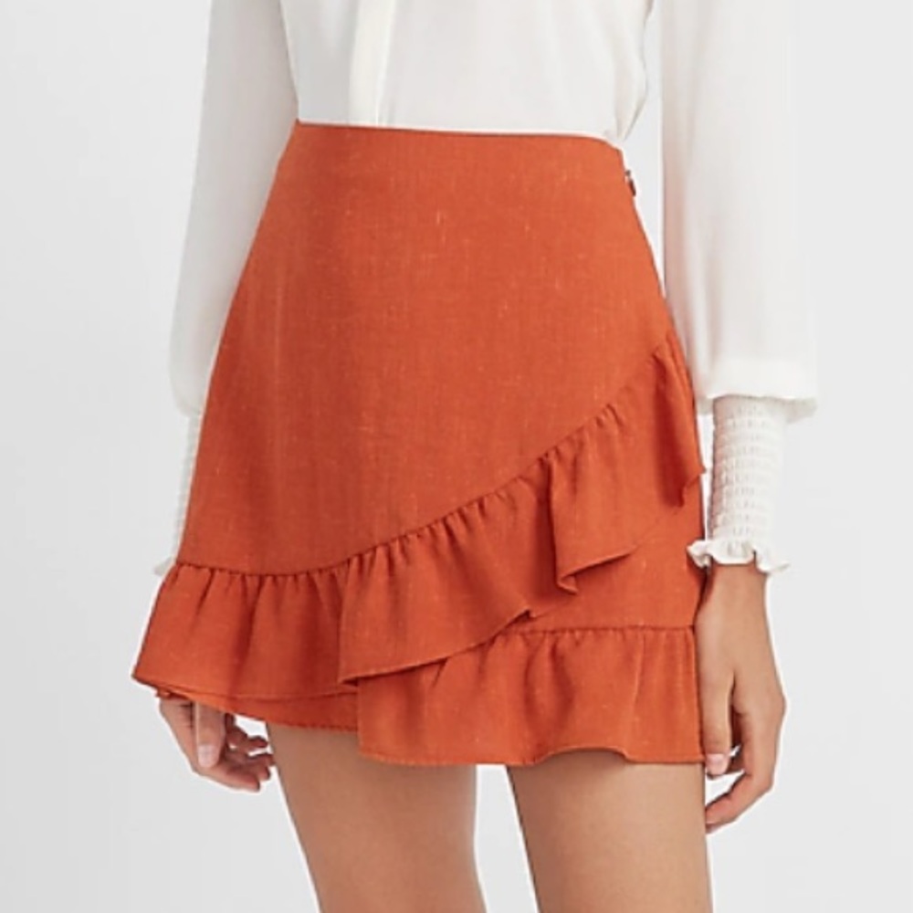 High Waisted Ruffle Mini Skirt